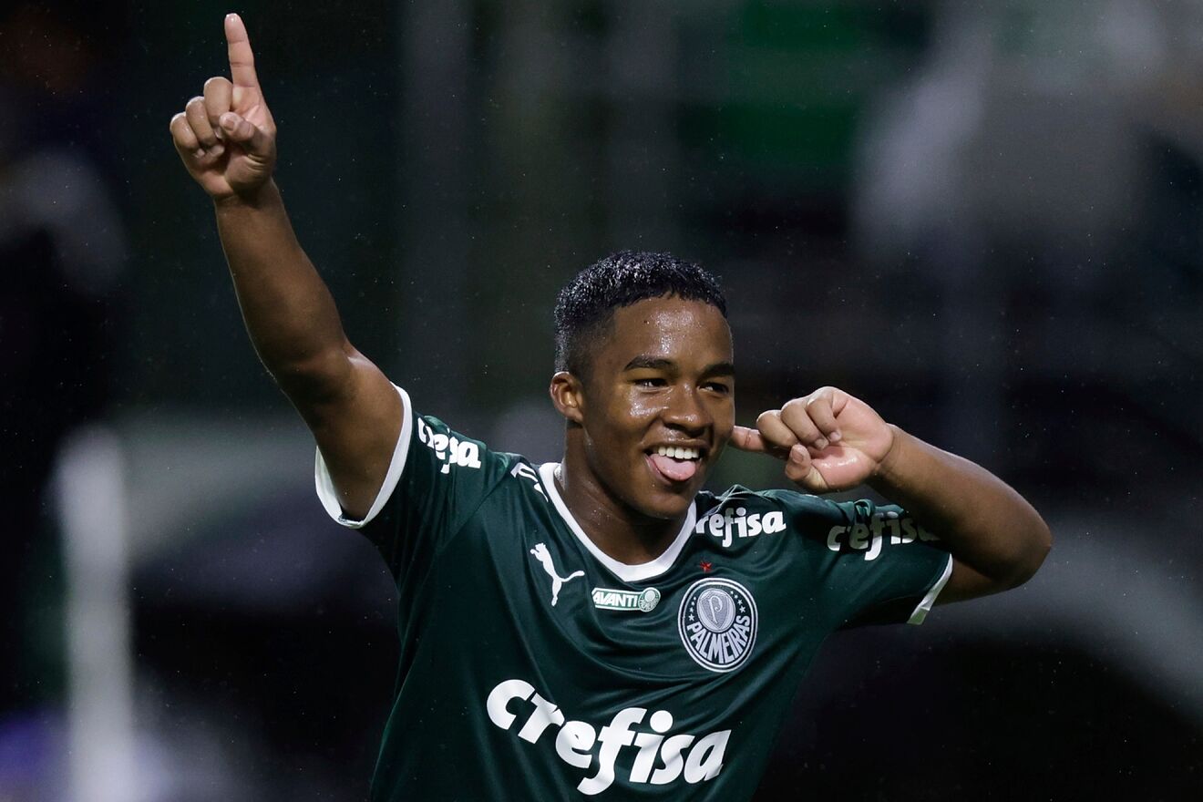 Endrick Felipe celebrating a goal for Palmeiras