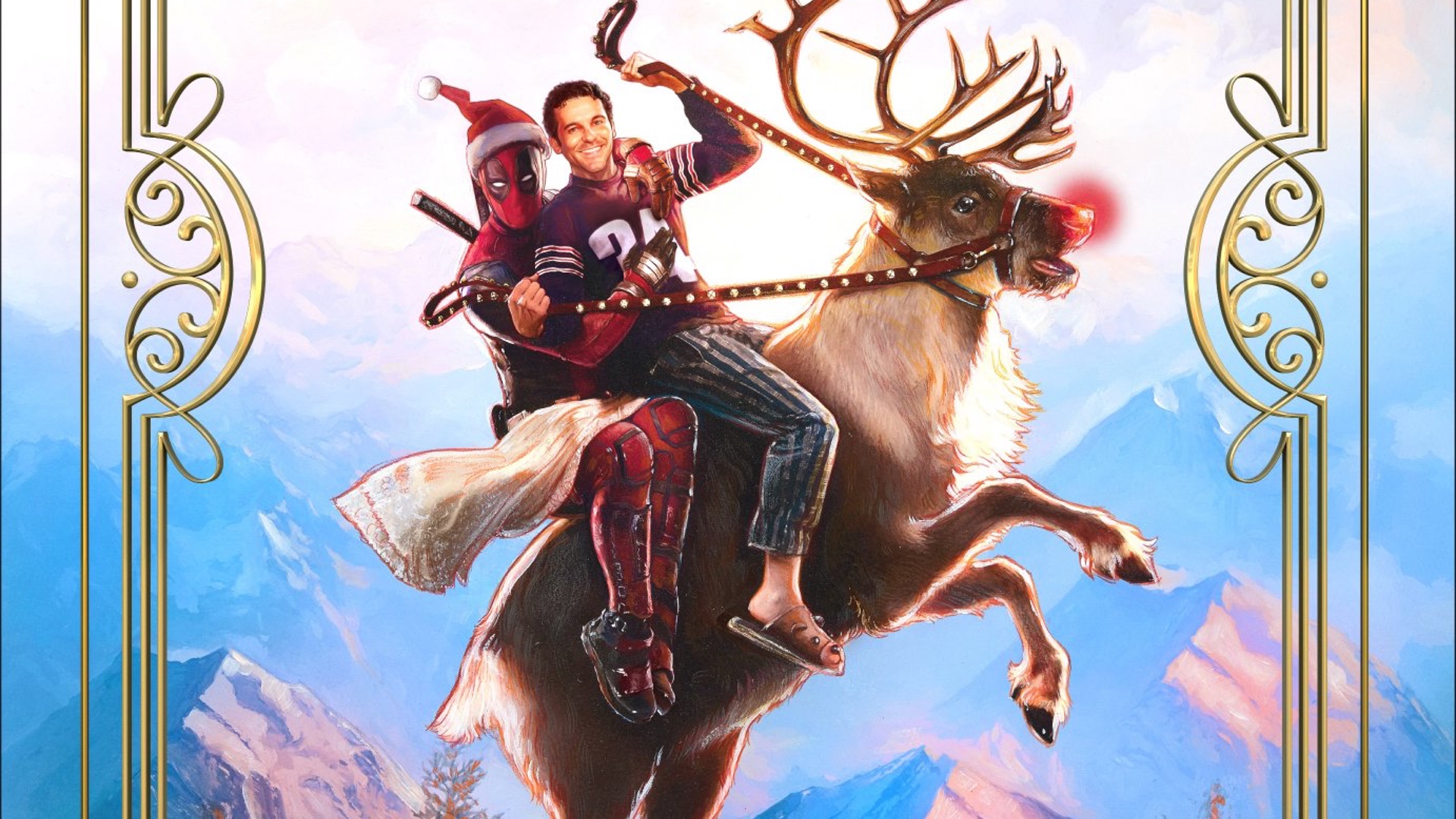 Deadpool And Fred Savage Ride Rudolph On Poster For Pg Once