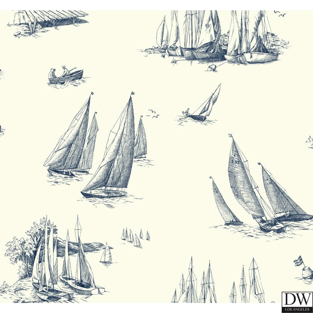 Sherry S Sailboat Toile Wallpaper Out Designer Wallcoverings