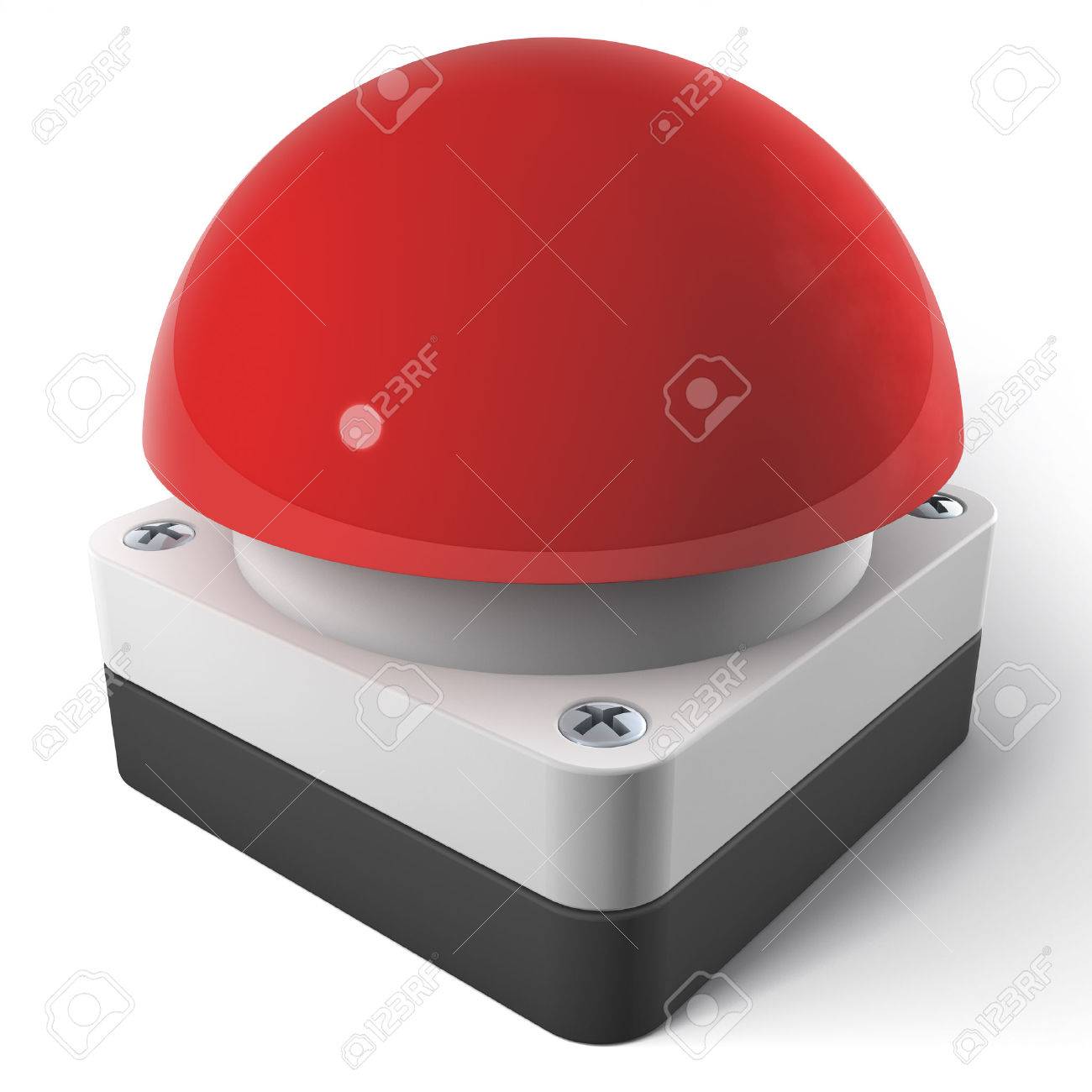Red Gameshow Buzzer 3d Rendering Isolated On White Background