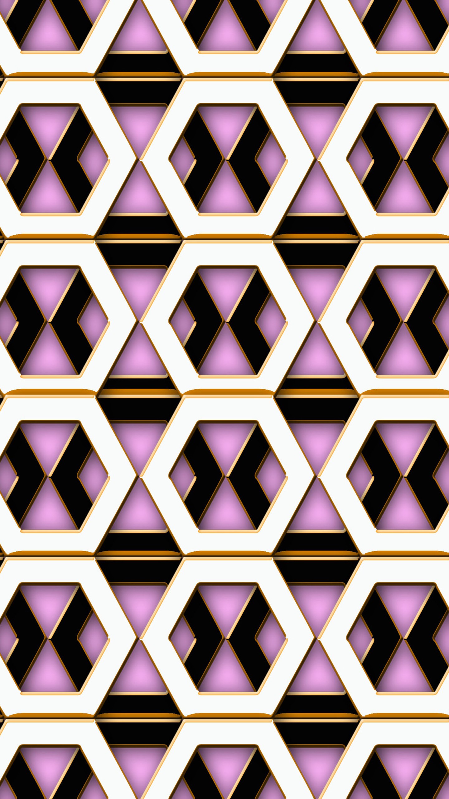 Pink Black White Hexagon Geometric Shapes Pattern Abstraction 4k HD Abstract Wallpaper