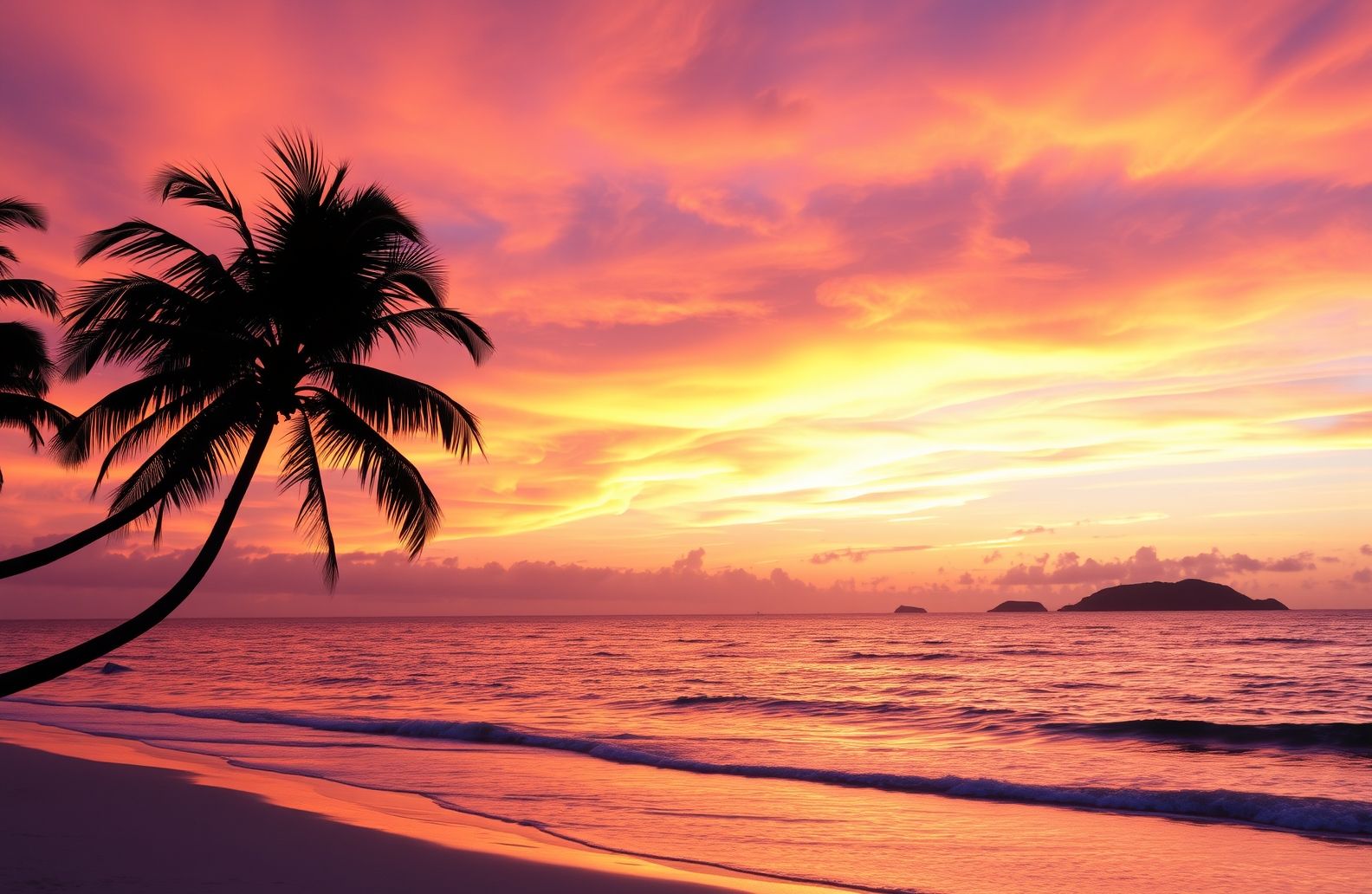 Tropical Island Sunset Wallpaper