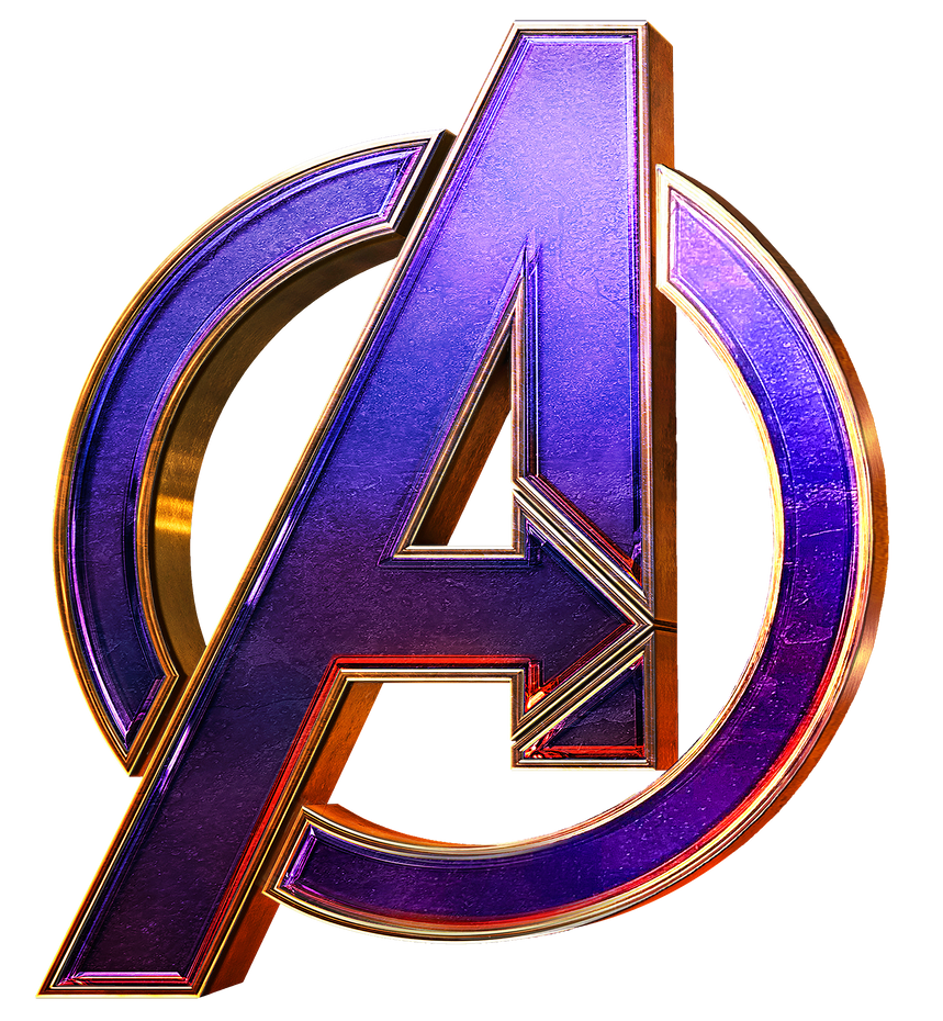The Avengers Logo Is Shown In Purple And Gold Wallpaper