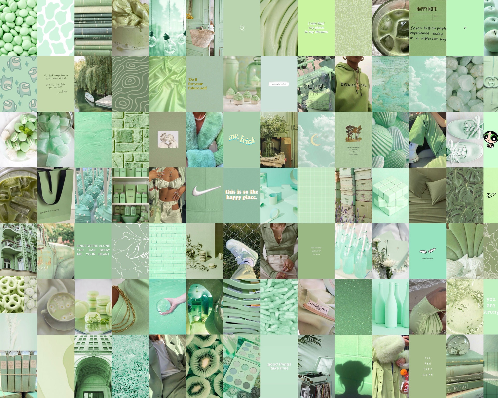 Mint Green Wall Collage Kit Sage Green Collage Kit Green Etsy Israel