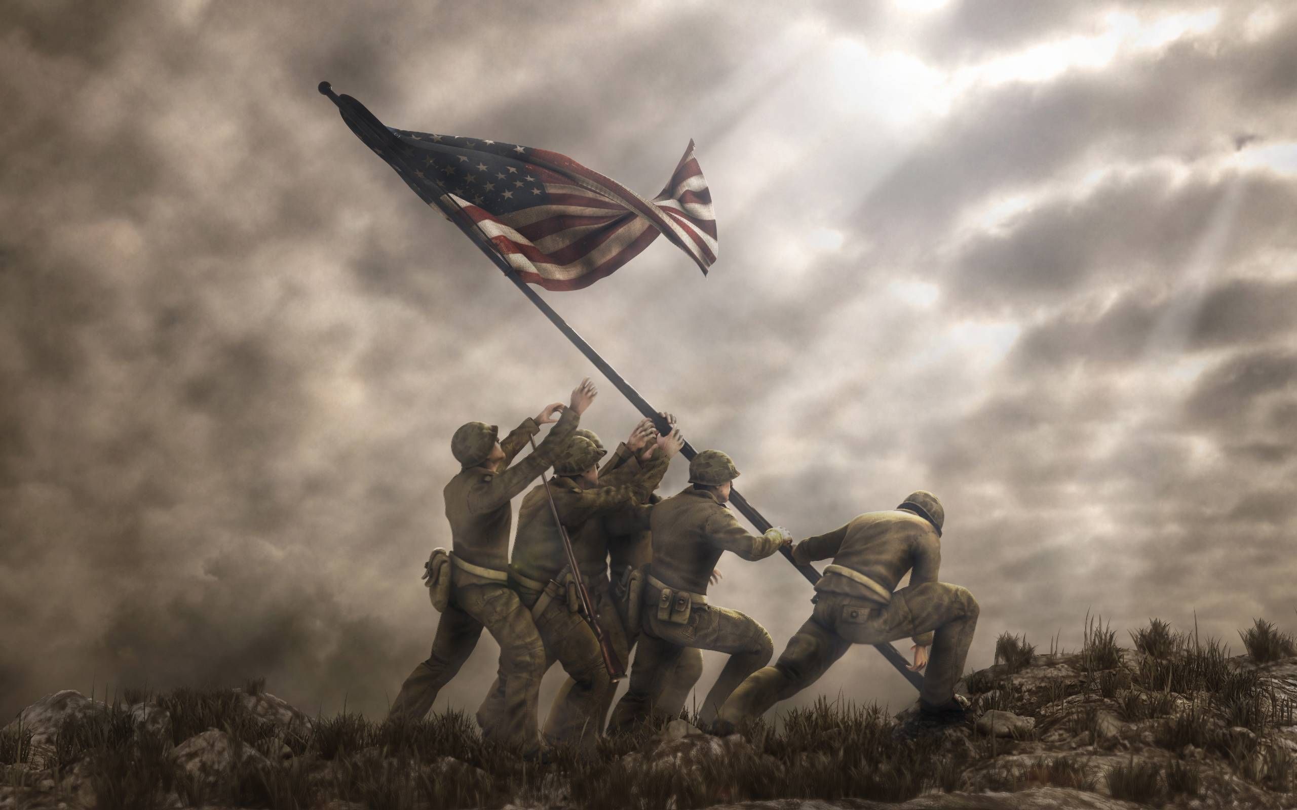 Iwo Jima Flag Raising Wallpaper Ww2
