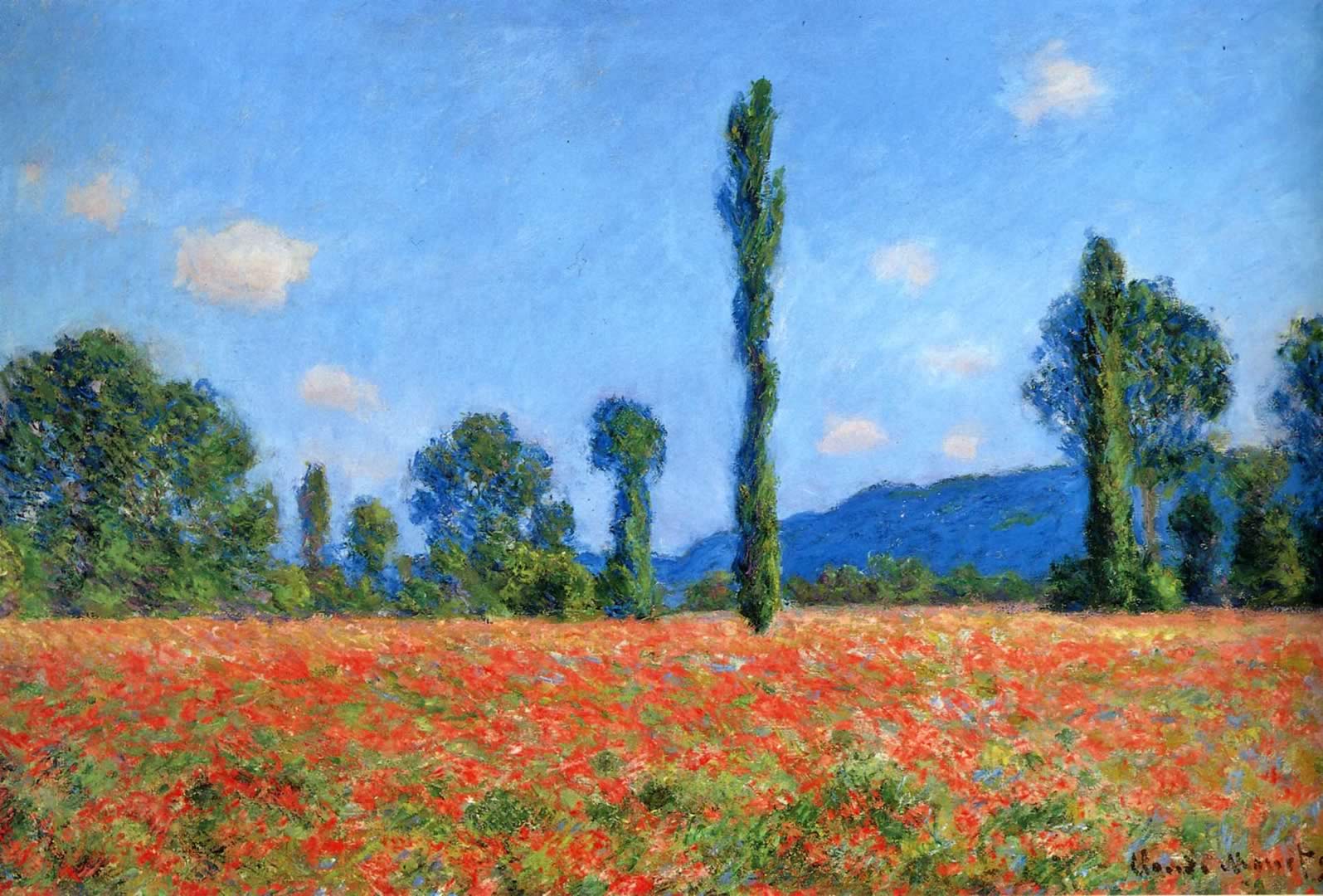 Poppy Field Claude Mo Paintings Wallpaper Image
