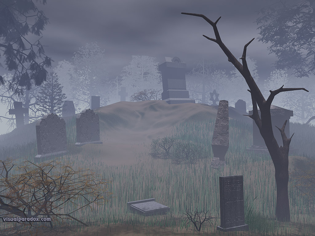 Cemetery Graves Tombstone Trees Spooky Creepy Scary Halloween