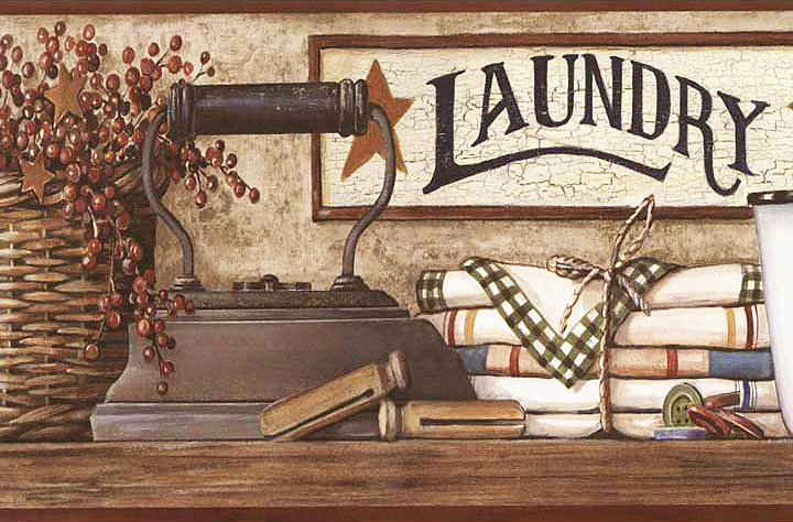 Country Laundry Shelf Wallpaper Border Hk4633bd Room