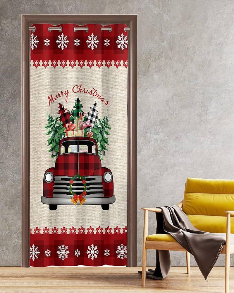 Amazon Door Curtain Merry Christmas Truck With Trees
