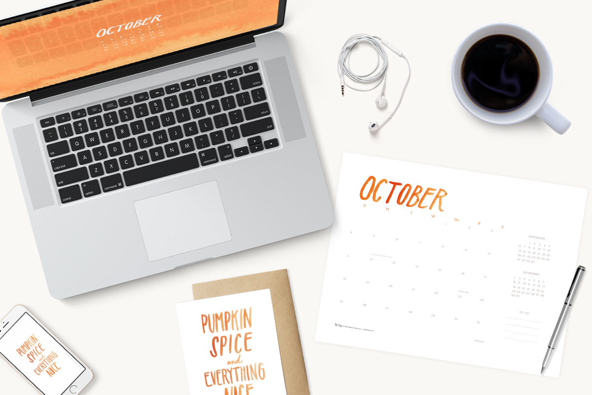 October Calendars And Wallpaper Red Stamp