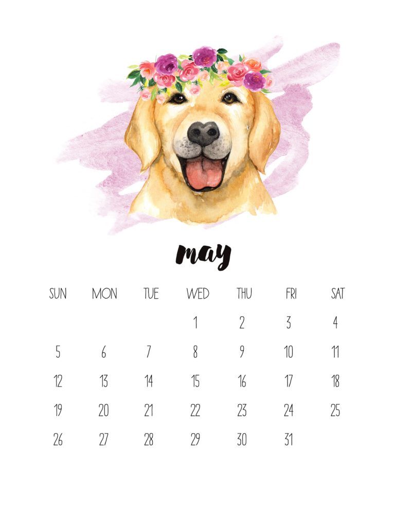 Watercolor May Printable Calendar Wallpaper
