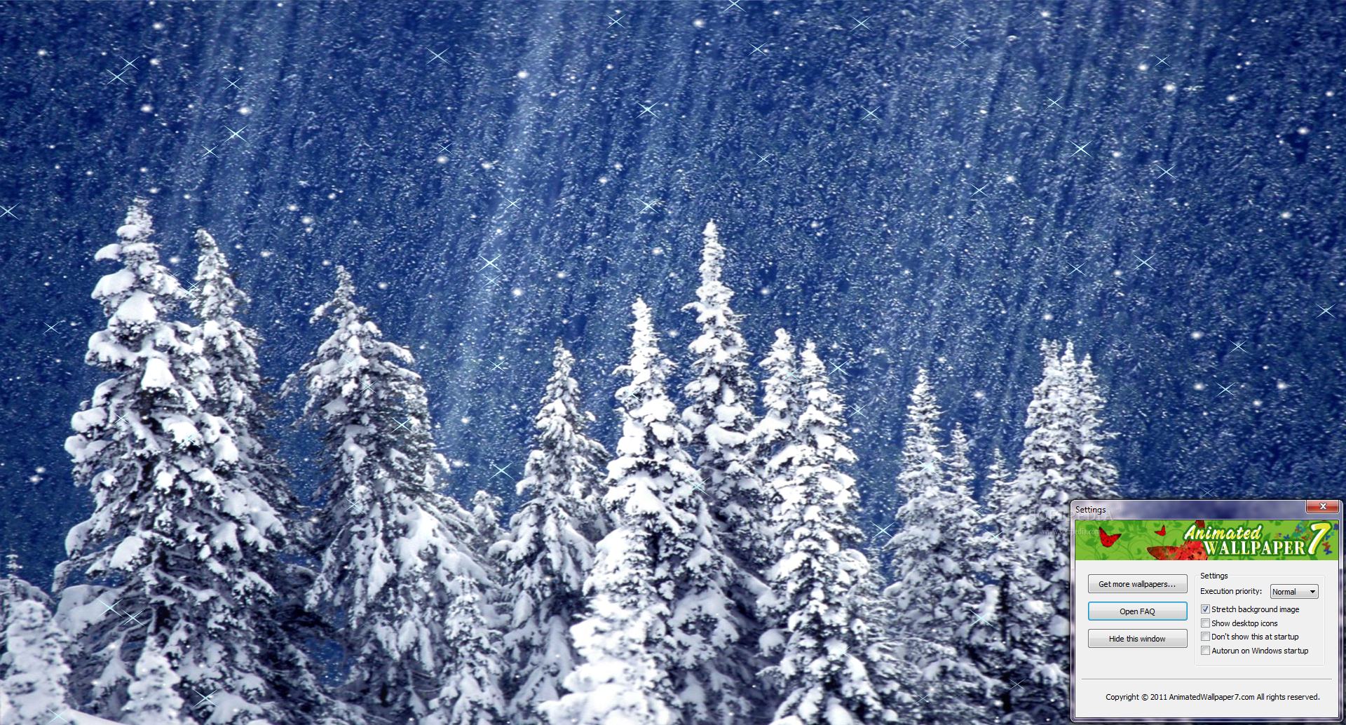 Snow Animated Wallpaper Depicts A Unique Scene With Trees On Top