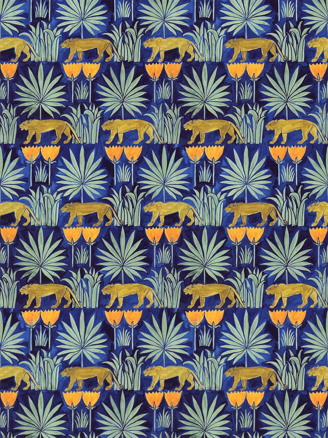 C F A Voysey Lioness And Palms Wallpaper From The V Archive