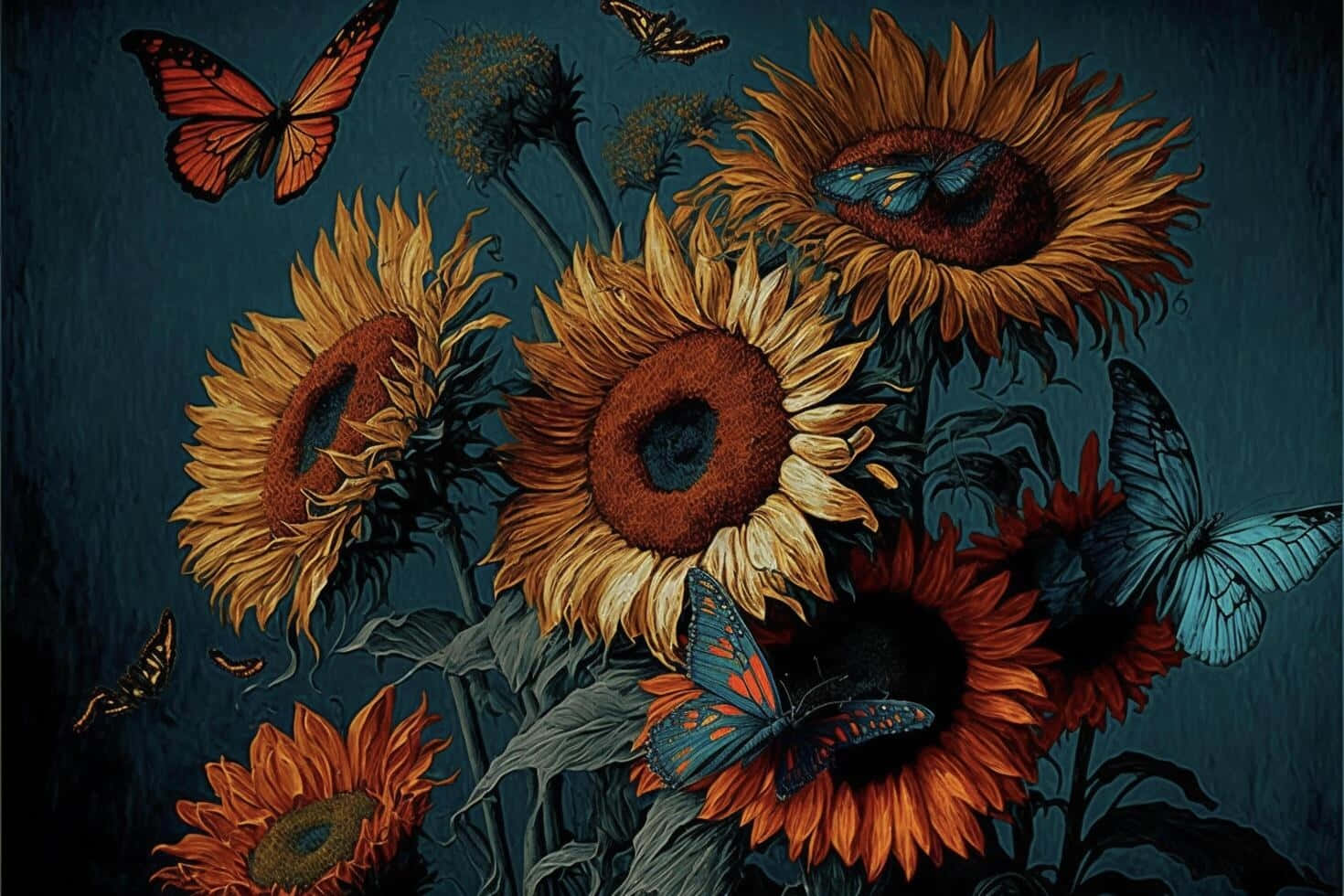 Sunflower And Butterfly Wallpaper