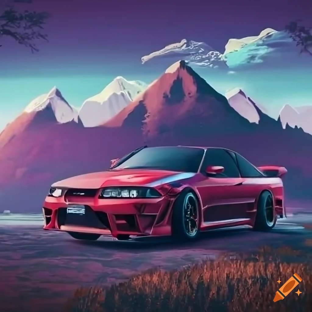 R33 Gtr With Mountain Backdrop Wallpaper