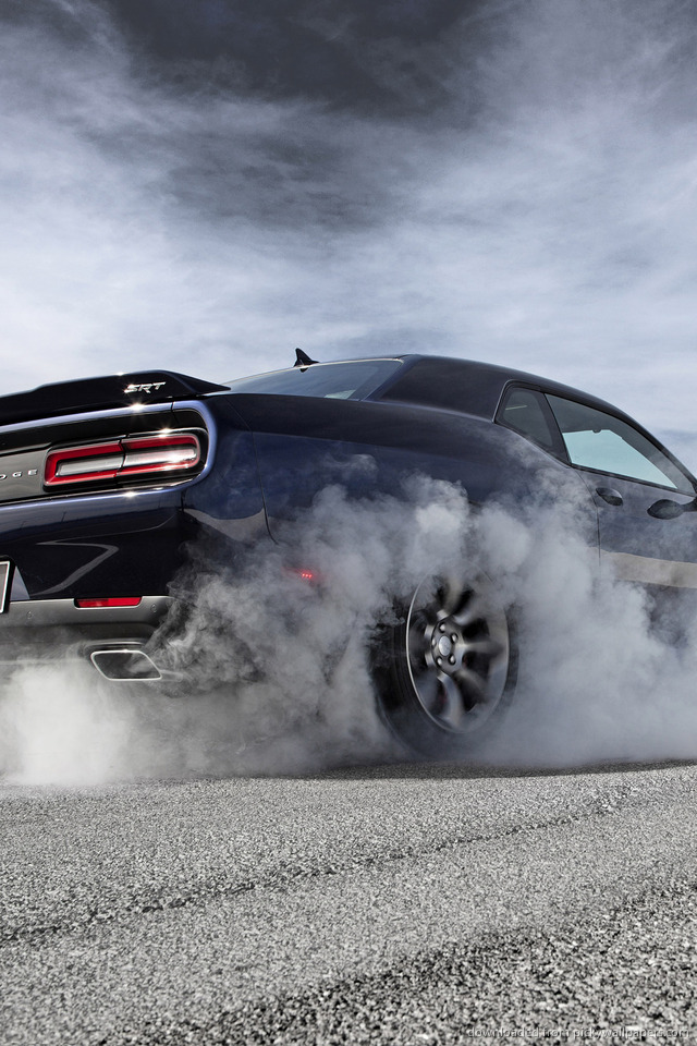 Black Dodge Challenger Srt Hellcat Burnout Wallpaper For