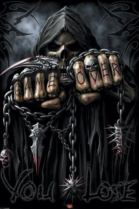 Spiral Design Grim Reaper Game Over Poster Pp31942 Panic Posters