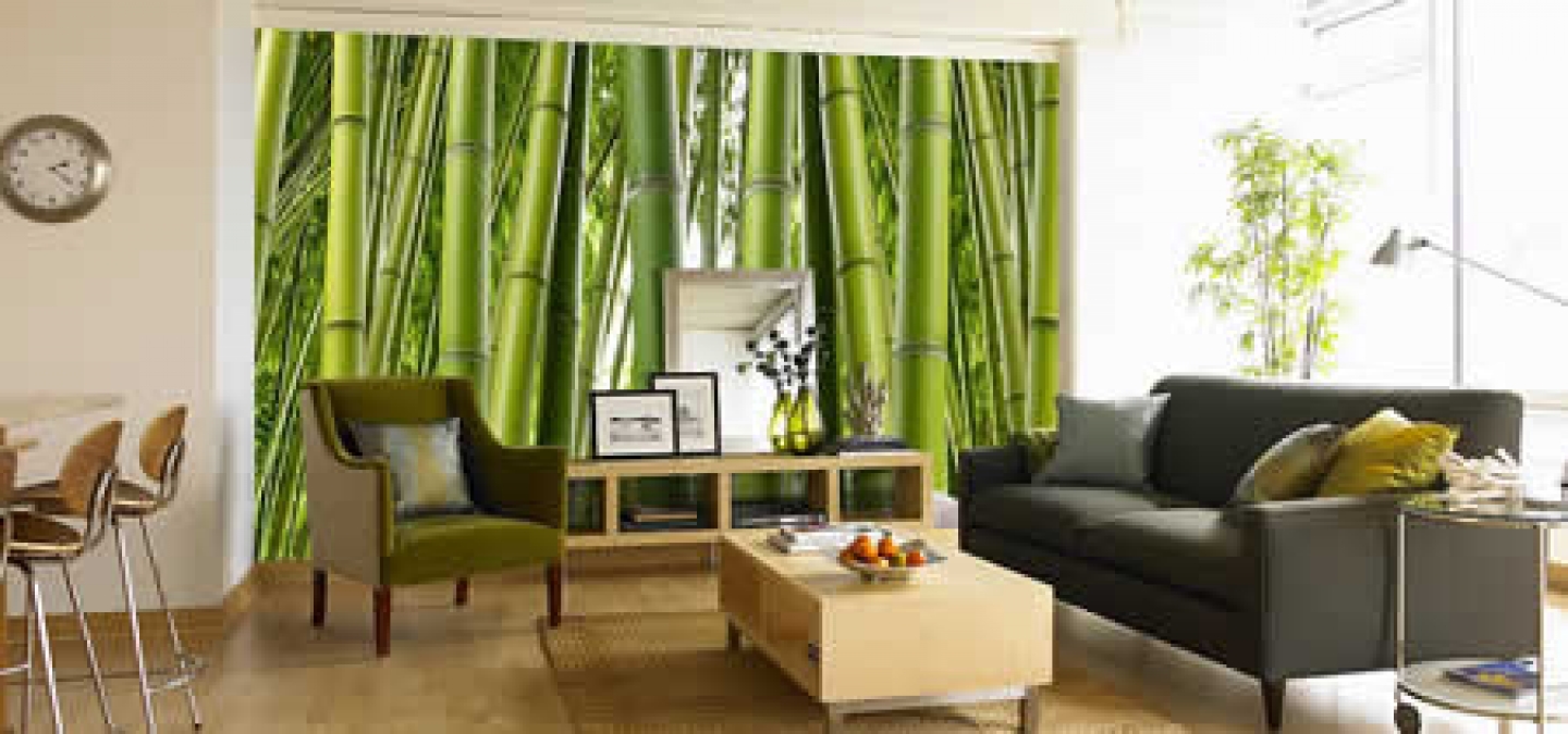 Design For Houses Bamboo Living Room Wallpaper Idea