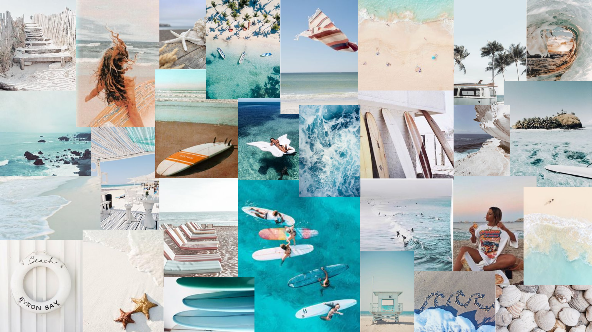 Blue And White Beach Aesthetic Pink Wallpaper Desktop