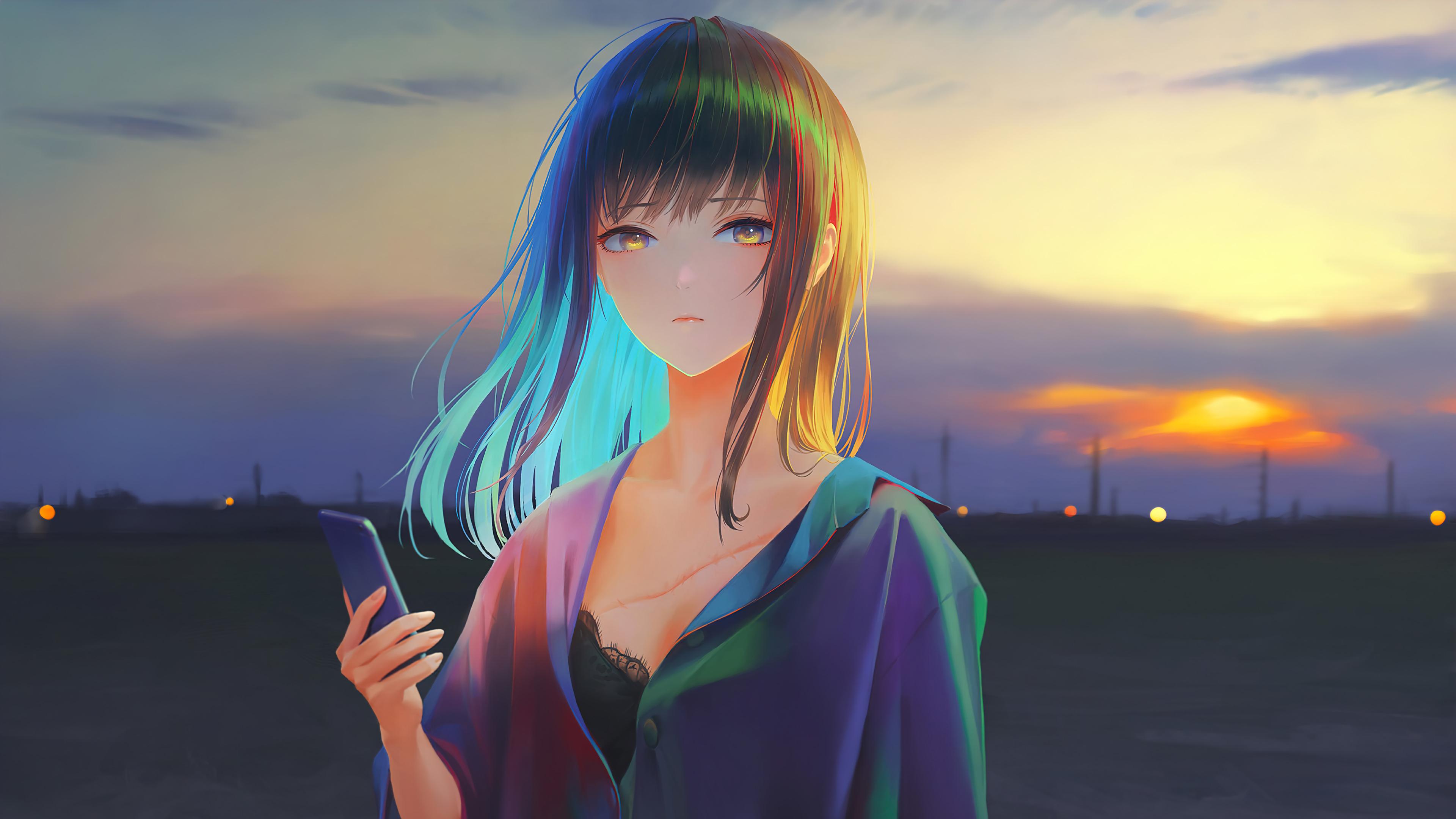 Anime Girl Art 4K Phone iPhone Wallpaper 4680b