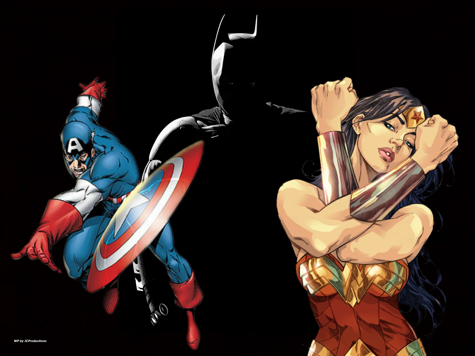 Wonder Woman Batman And Captain America Dc Ics Wallpaper