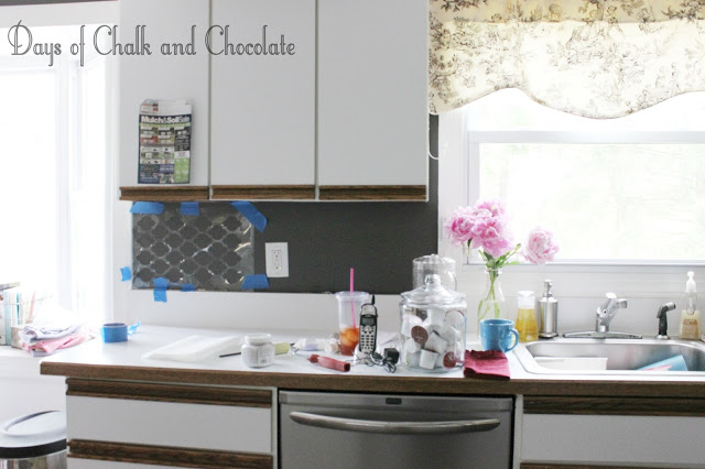 Days of Chalk and Chocolate Easy DIY Self Adhesive Faux Tile