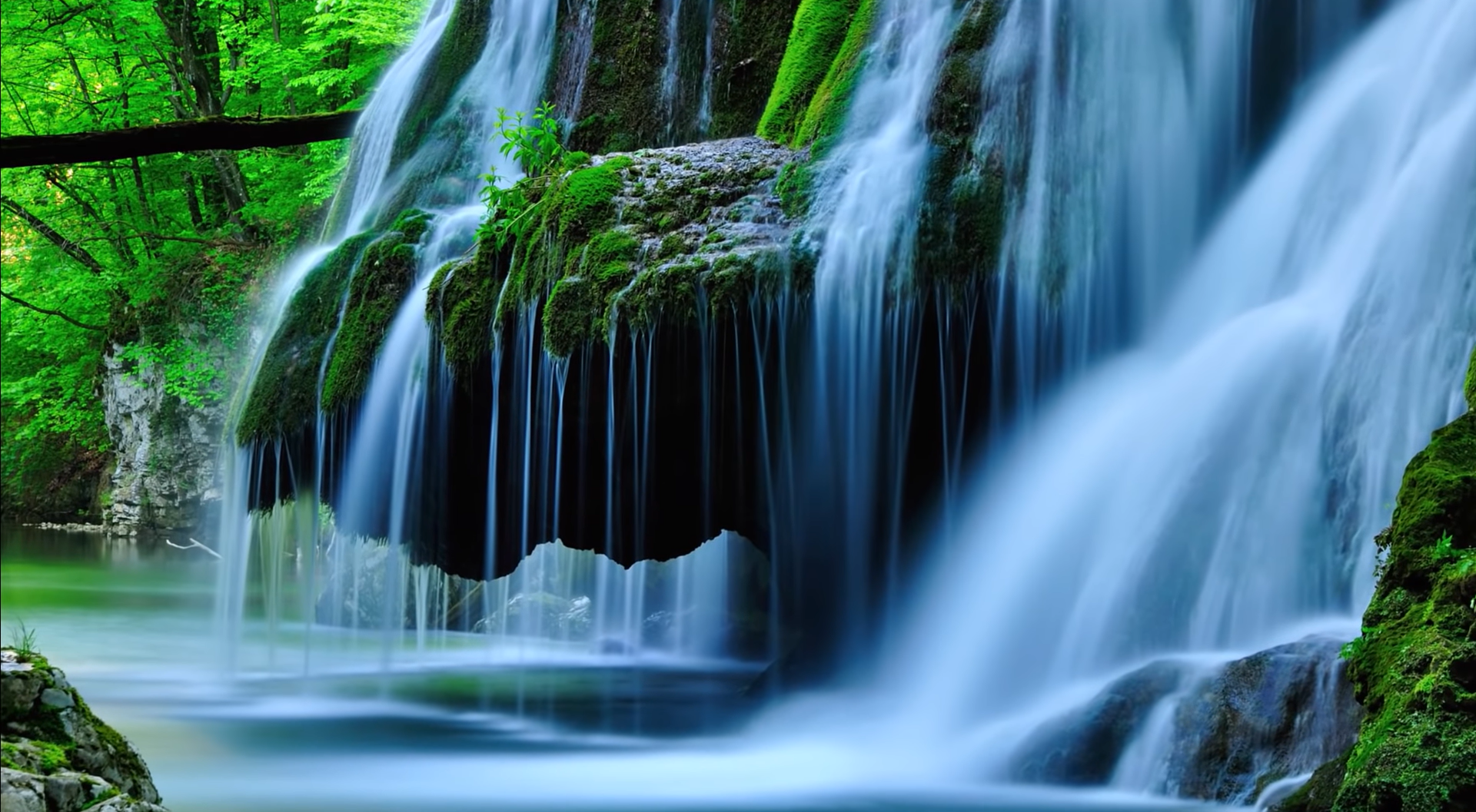 Long Exposure Waterfall Green Nature River Rare