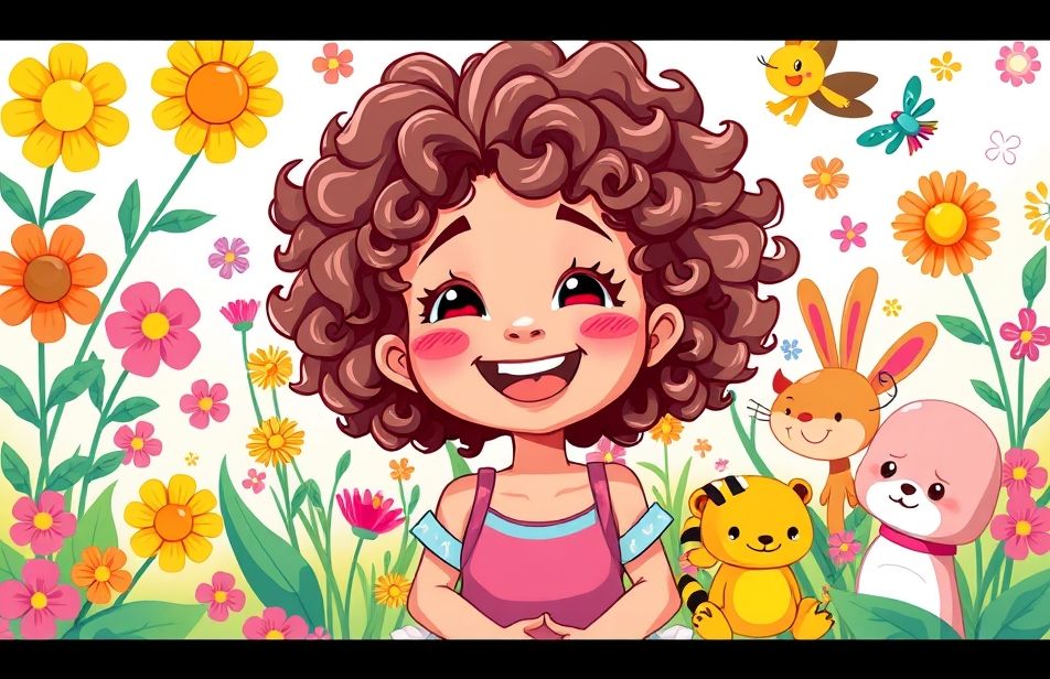 Curly Girl Cartoon Wallpaper