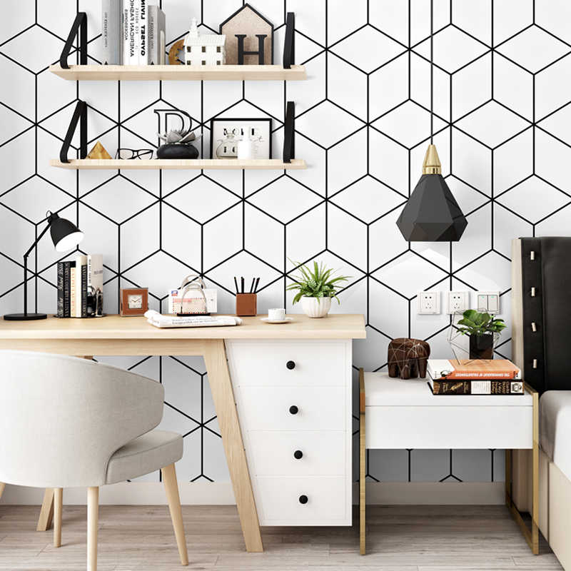 Nordic Style Wallpaper Ins Tv Background Black And White Checker