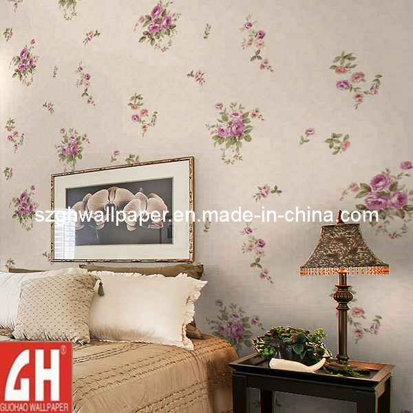 China Country Style Big Flower Vinyl Wallpaper for Bedroom Walls