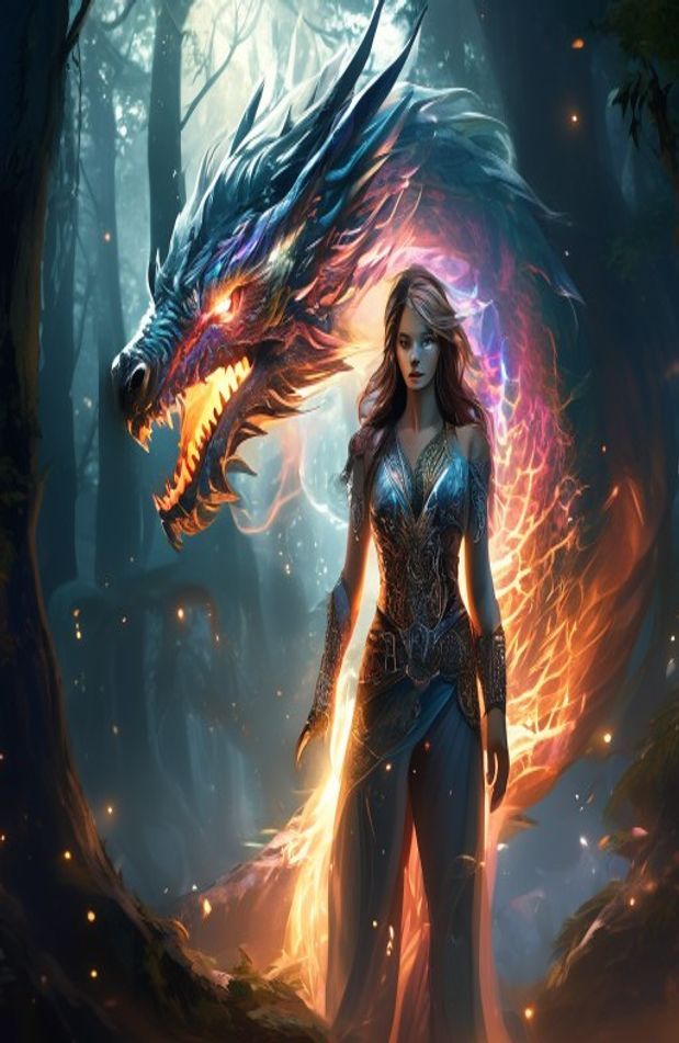 Woman And Dragon Wallpaper