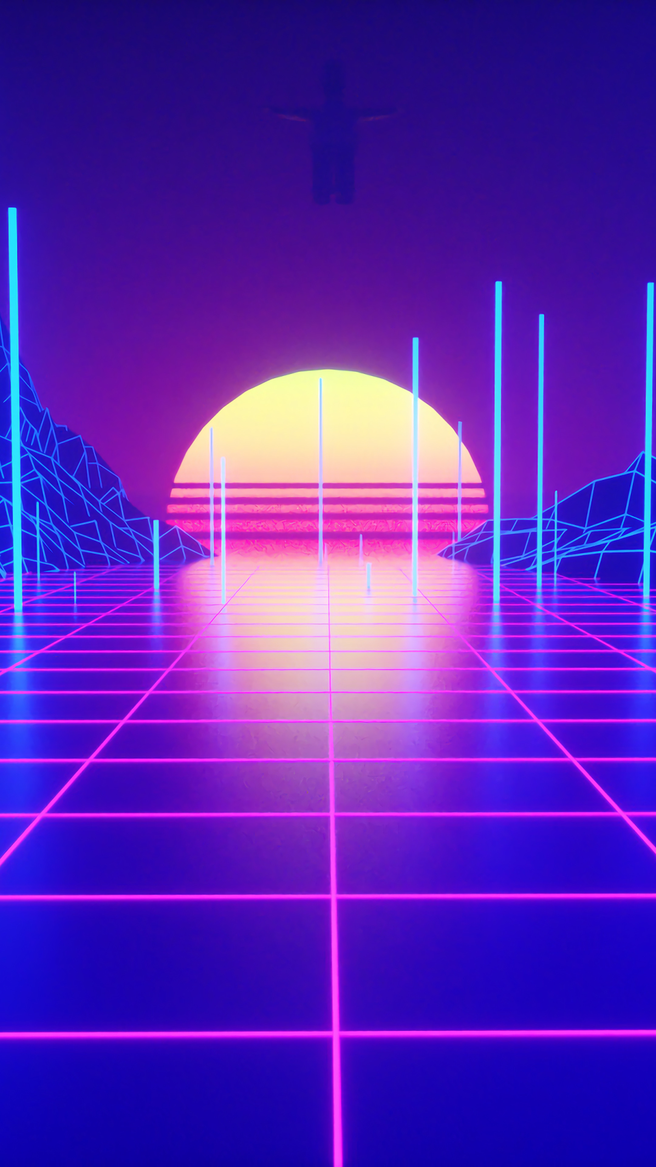 Retrowave Neon Sunset Abstract Digital Art 4k Wallpaper