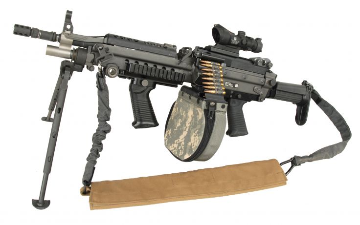 M249 SAW machine weapon gun military ammo f wallpaper 3442x2154