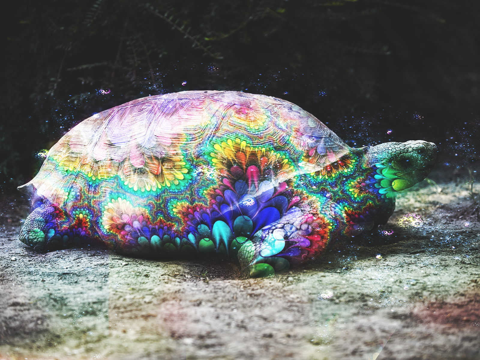 Trippy Space Cat Turtle By Empyree