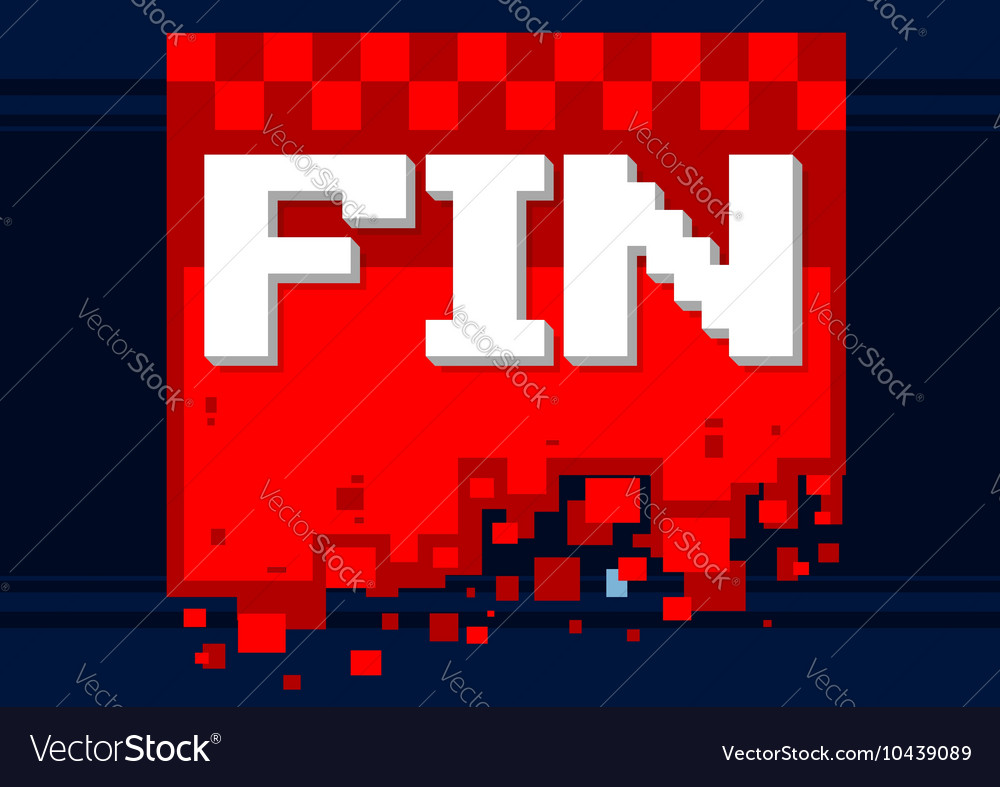 Pixel Art Fin Icon On Red Background Royalty Vector