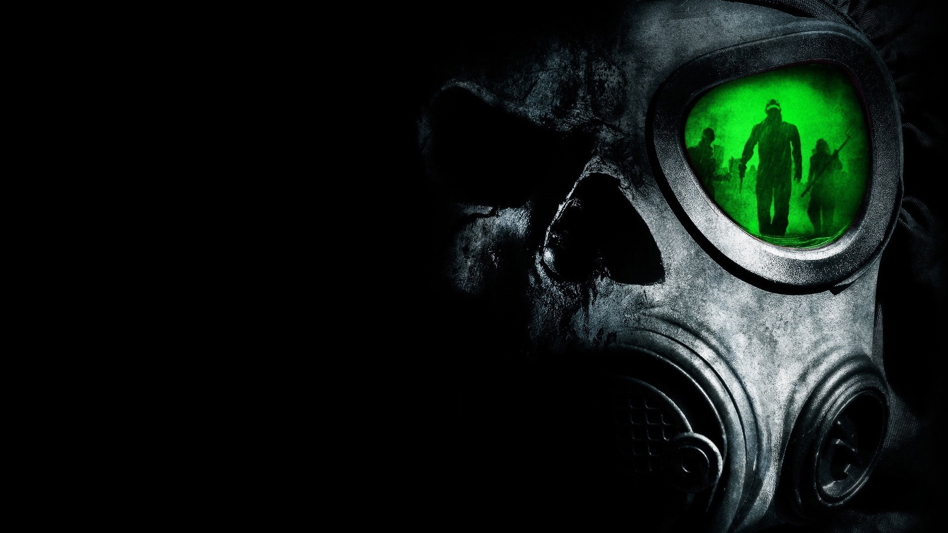 Gas Mask Reflecting Soldiers Wallpaper
