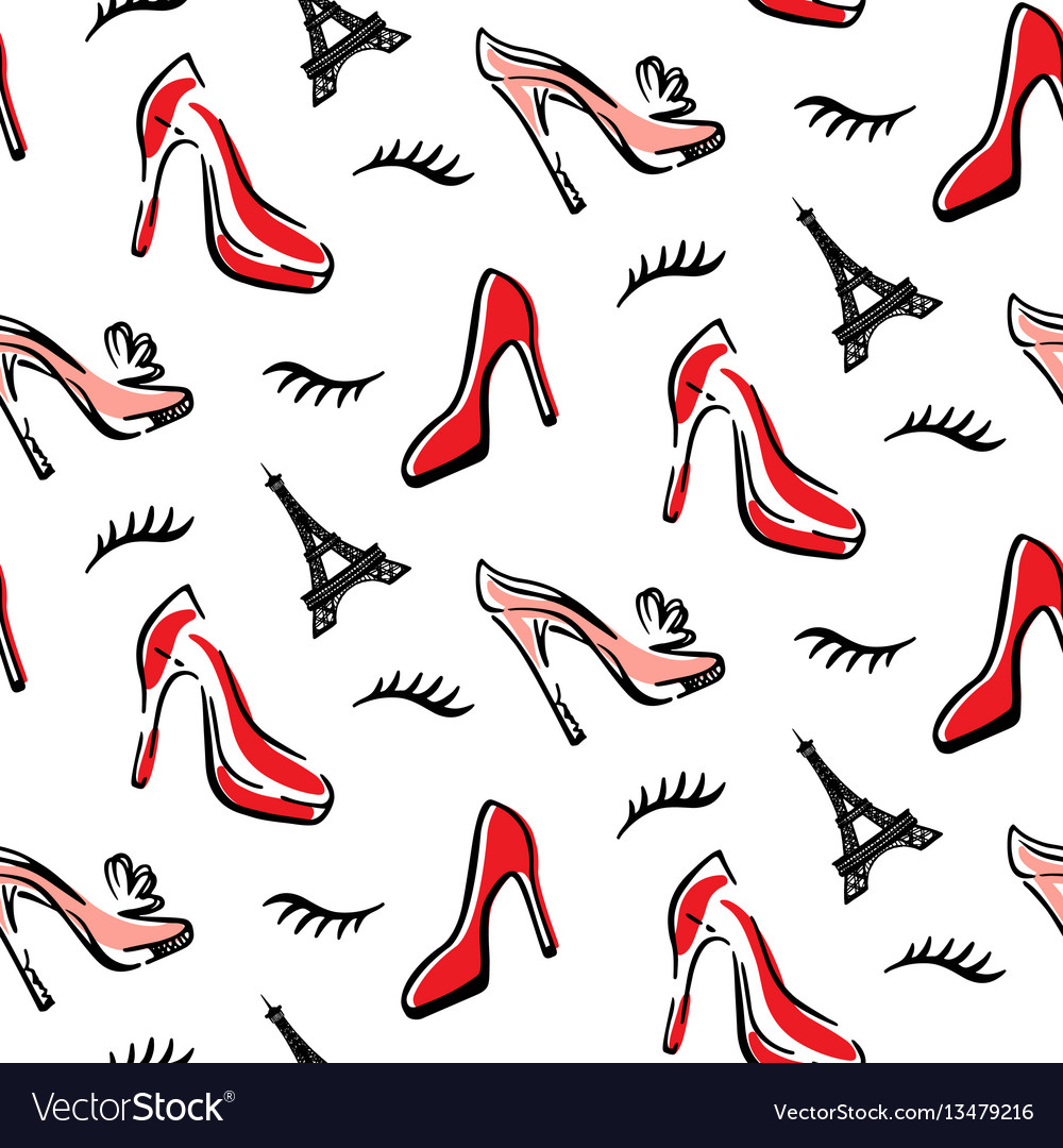 Fashion Seamless Pattern Background With Red Shoes