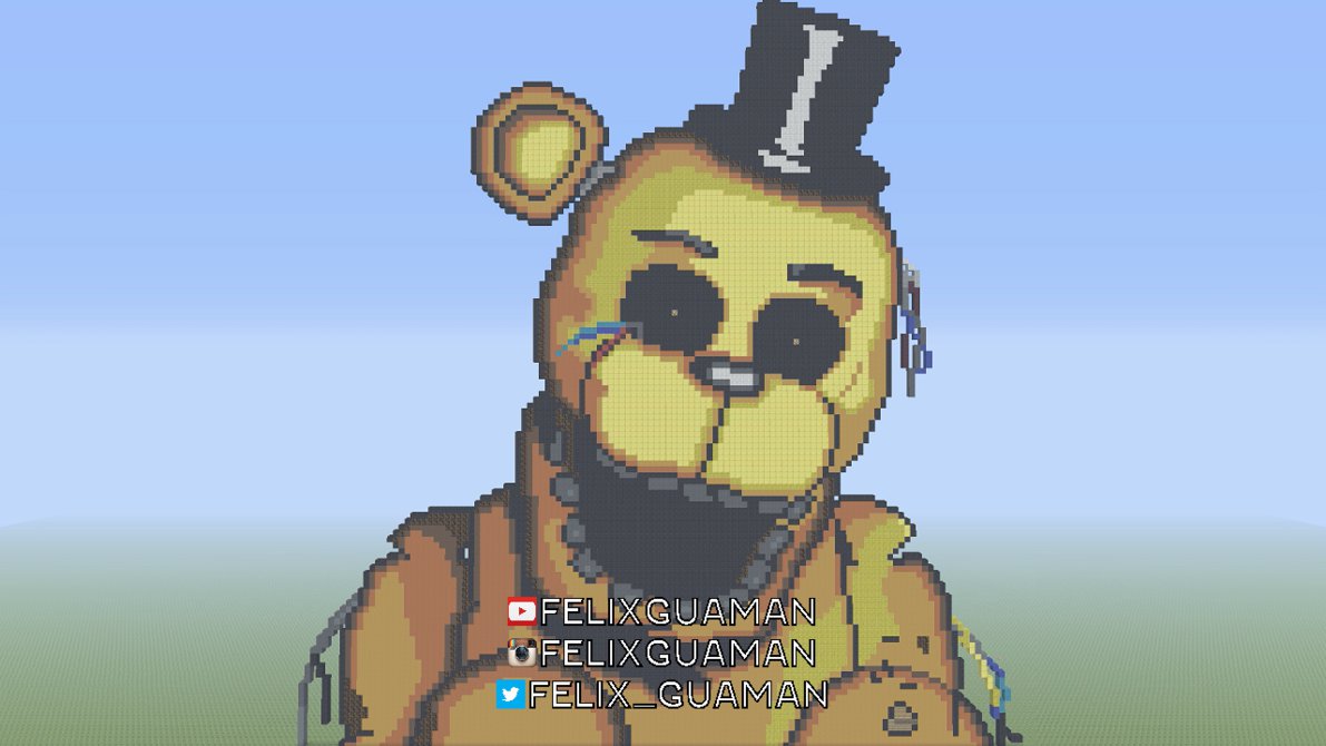 Golden Freddy Fnaf Minecraft Pixel Art By Felixguaman