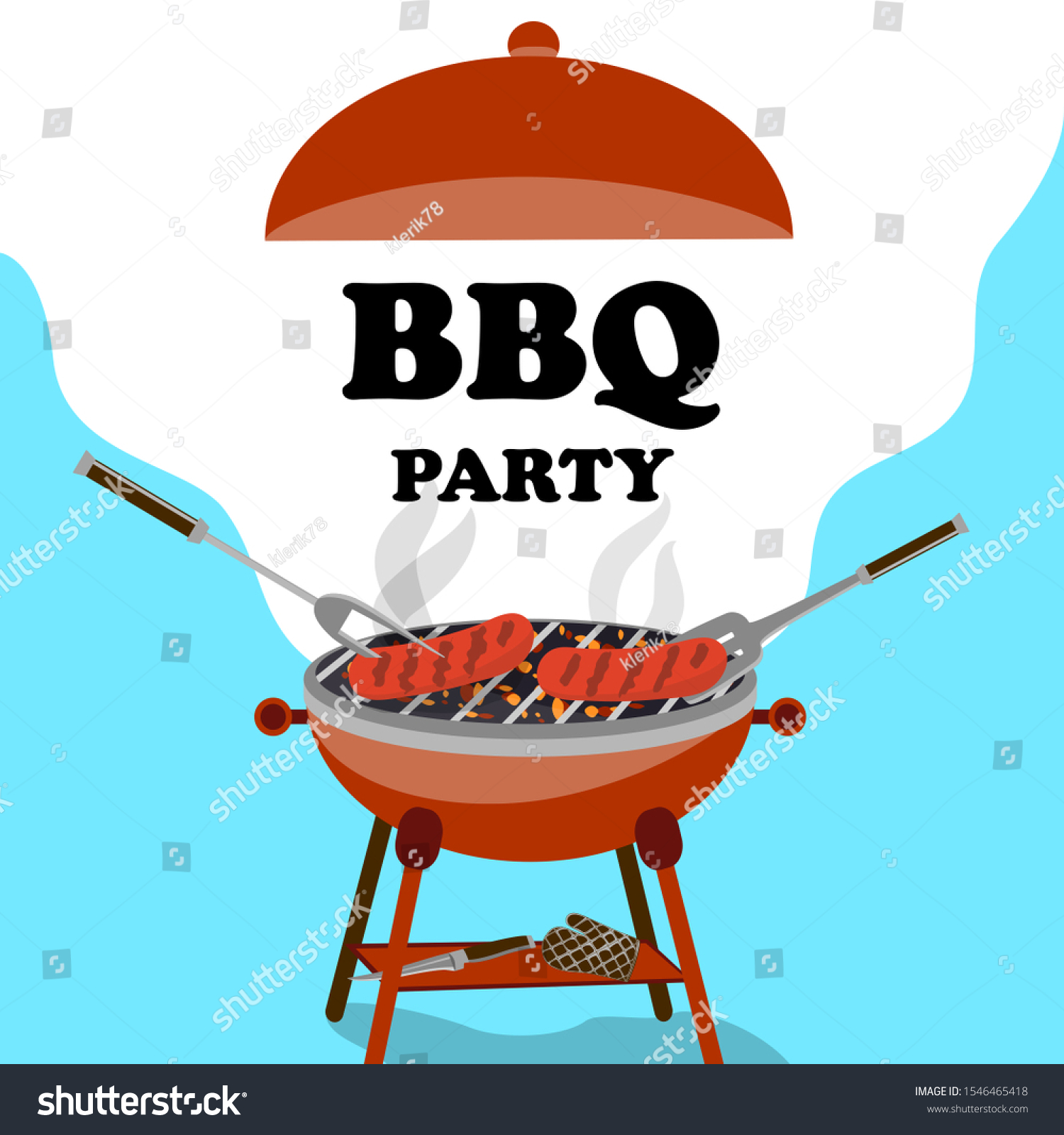Bbq Background Barbecue Grilled Sausages Picnic Stock Vector