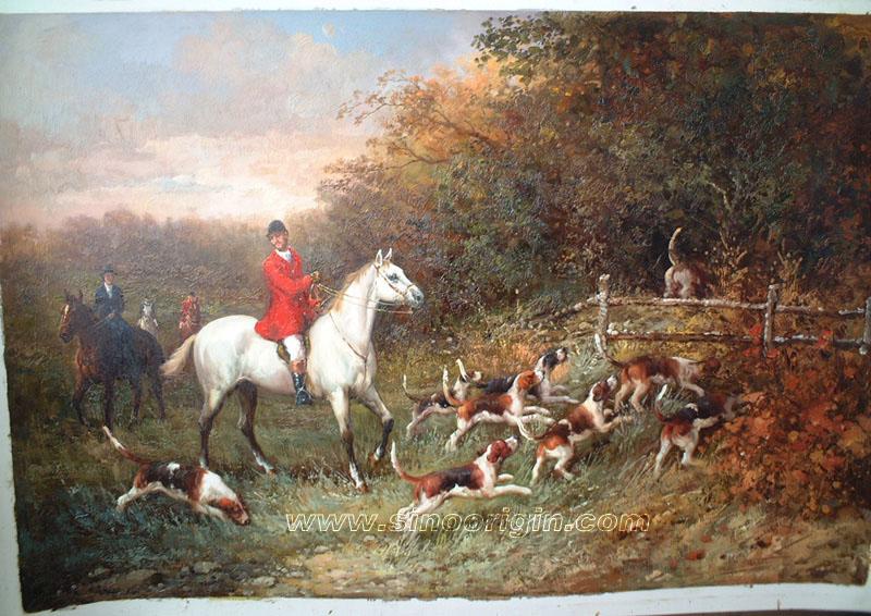 Hunting Scene Oil Painting On S Handpainted