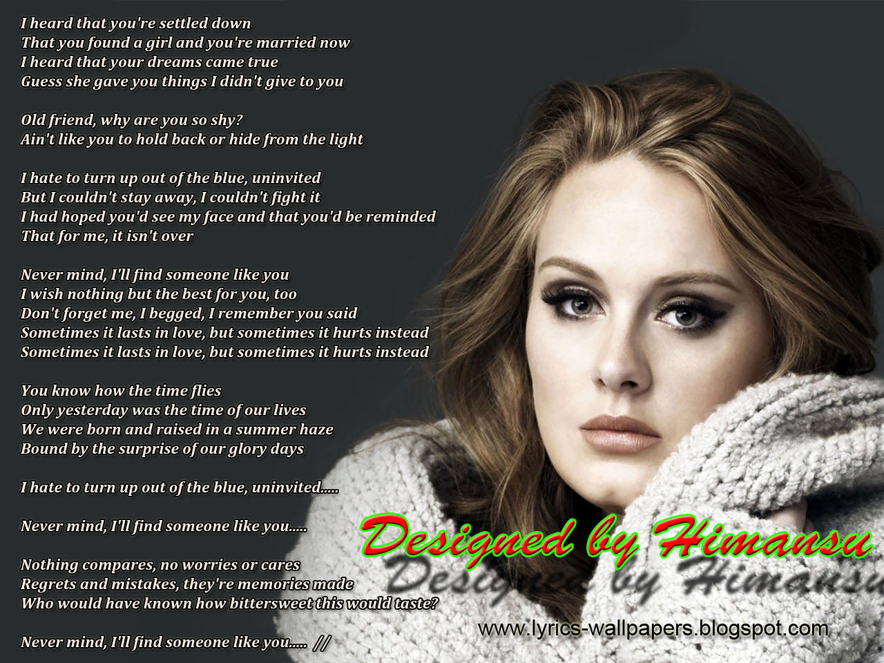Wallpaper Adele Someone Like You Artist Song Title