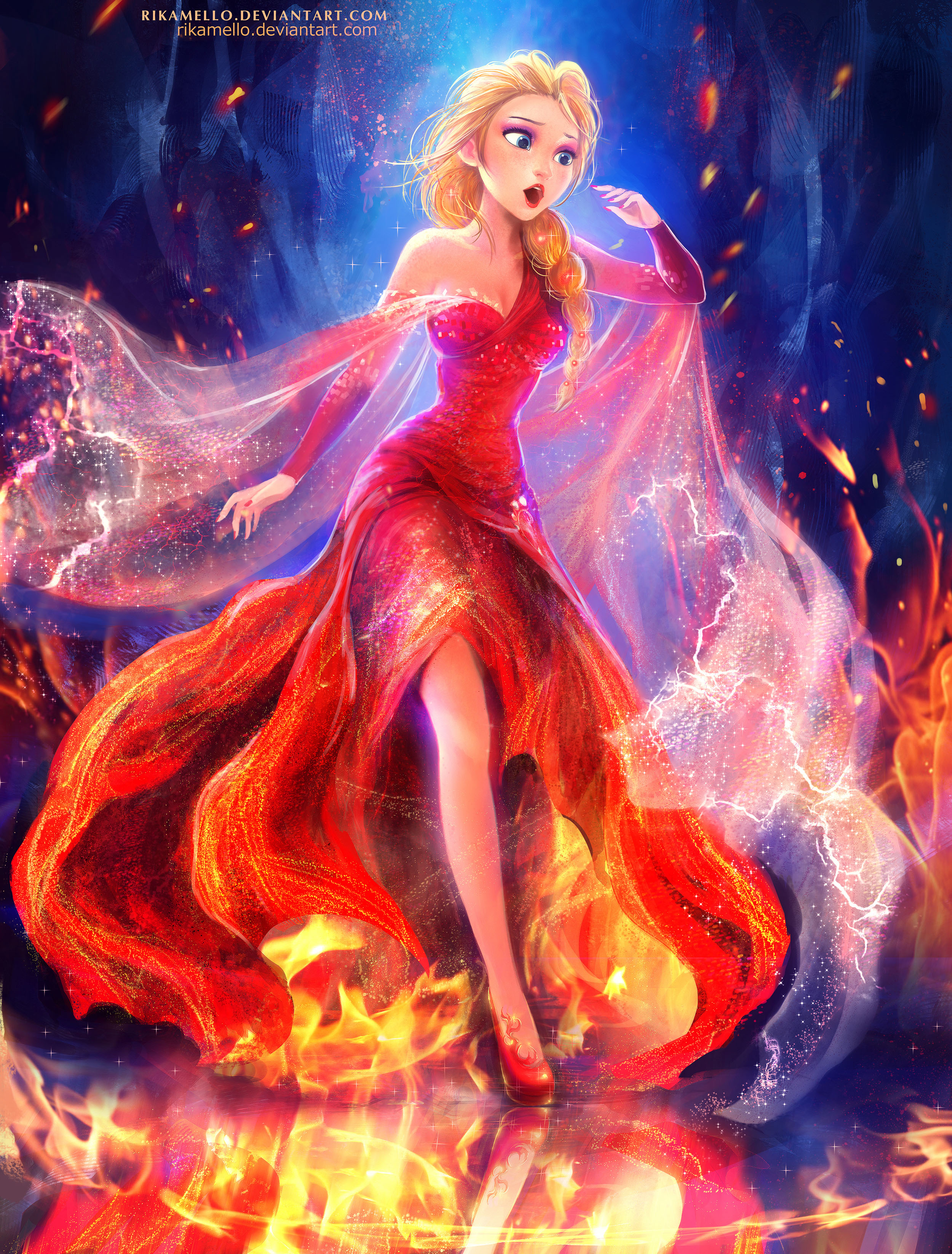 Elsa The Queen On Fire By Rikamello