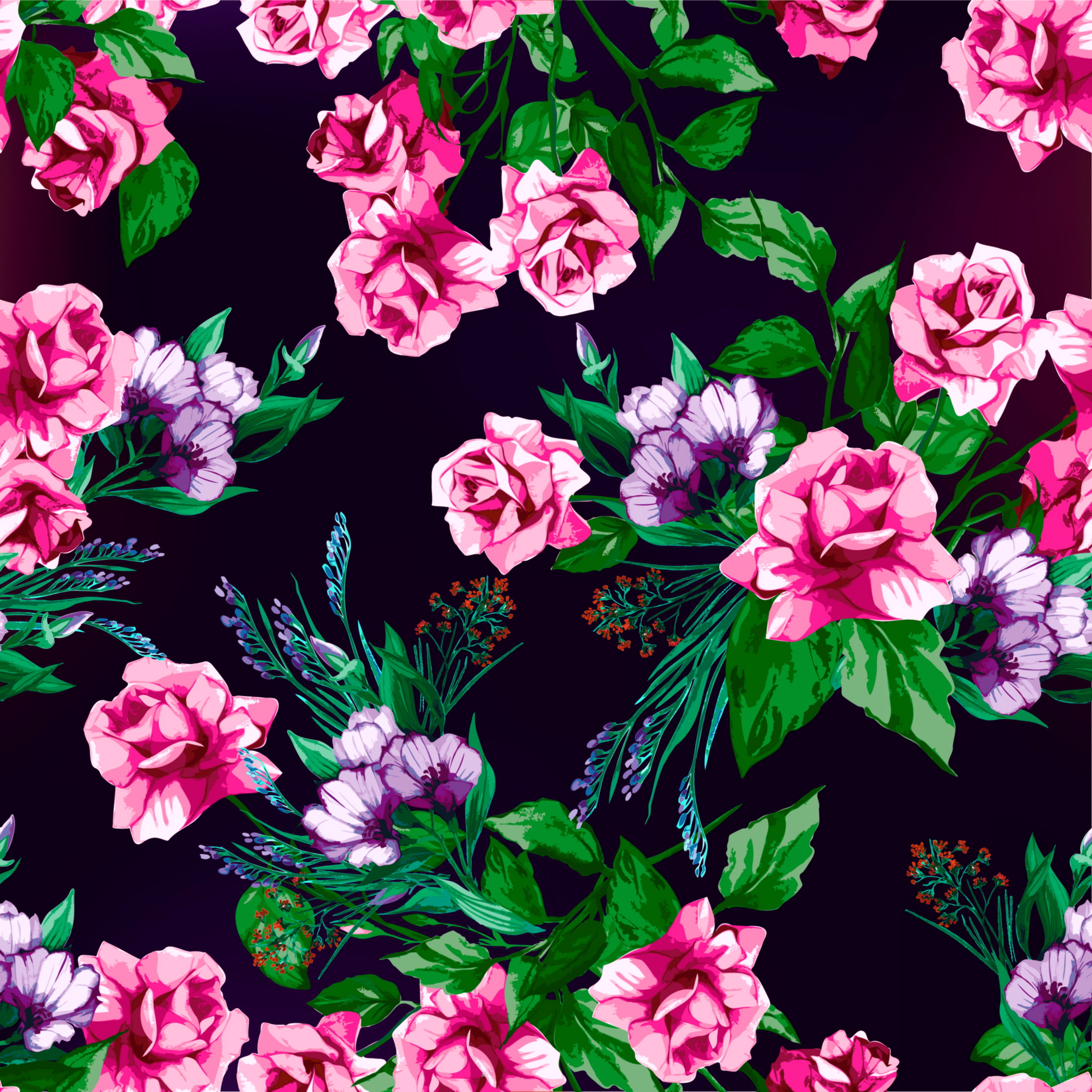 Floral Pattern Rose Print Texture Background Flowers Wallpaper