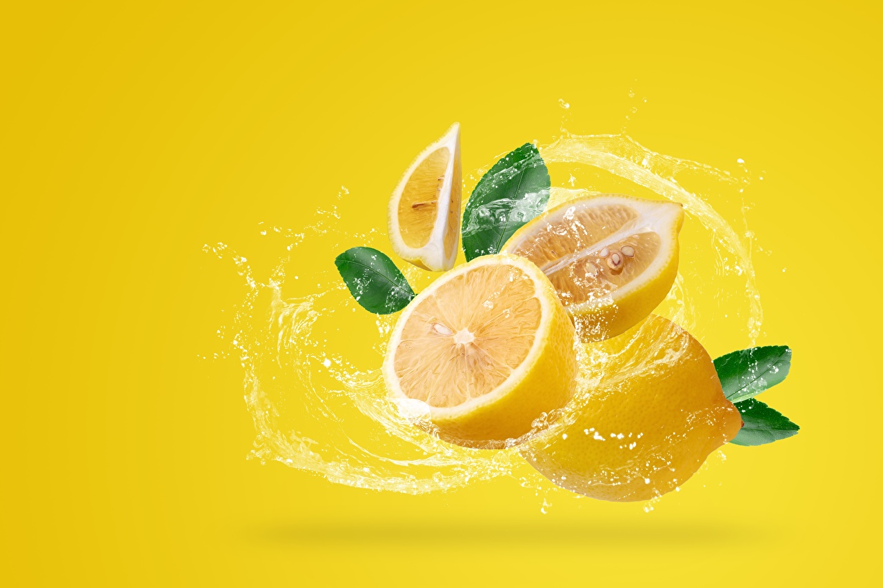 Image Lemons Water Splash Food Colored Background