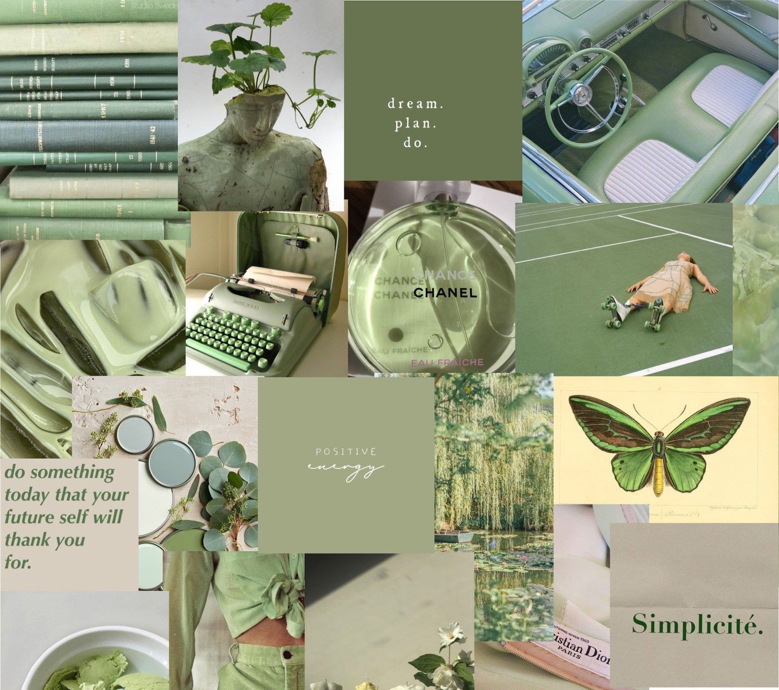 Sage Green Photo Wall Kit Olive Aesthetic Wallpaper