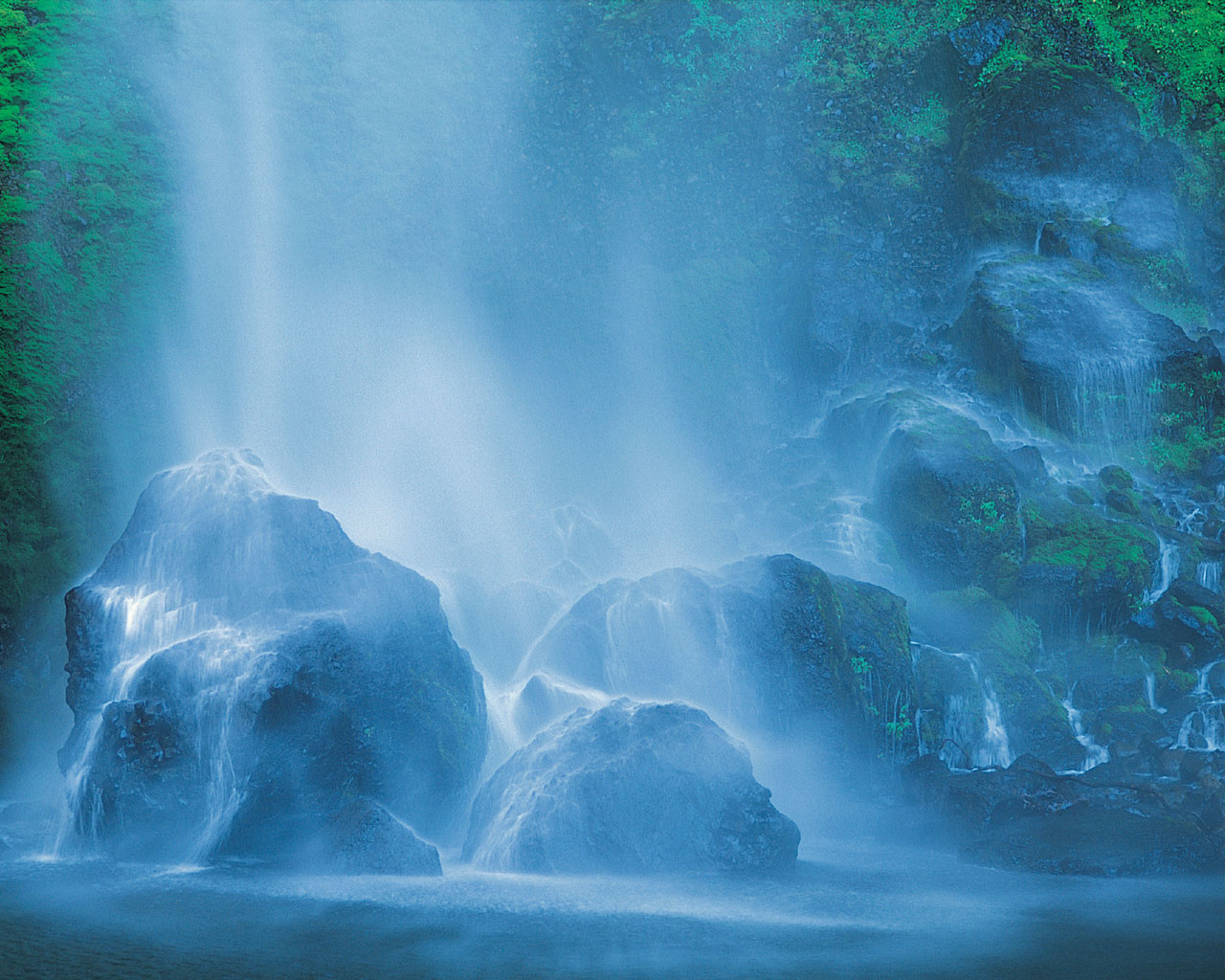 Tropical Waterfall Wallpaper Stock Image
