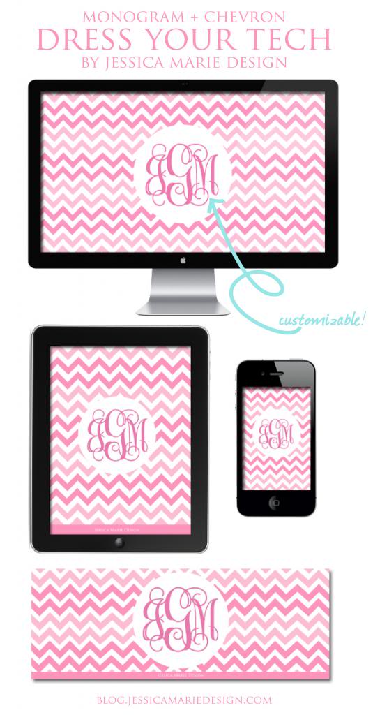 Marie Design Dress Your Tech Chevron Monogram Wallpaper