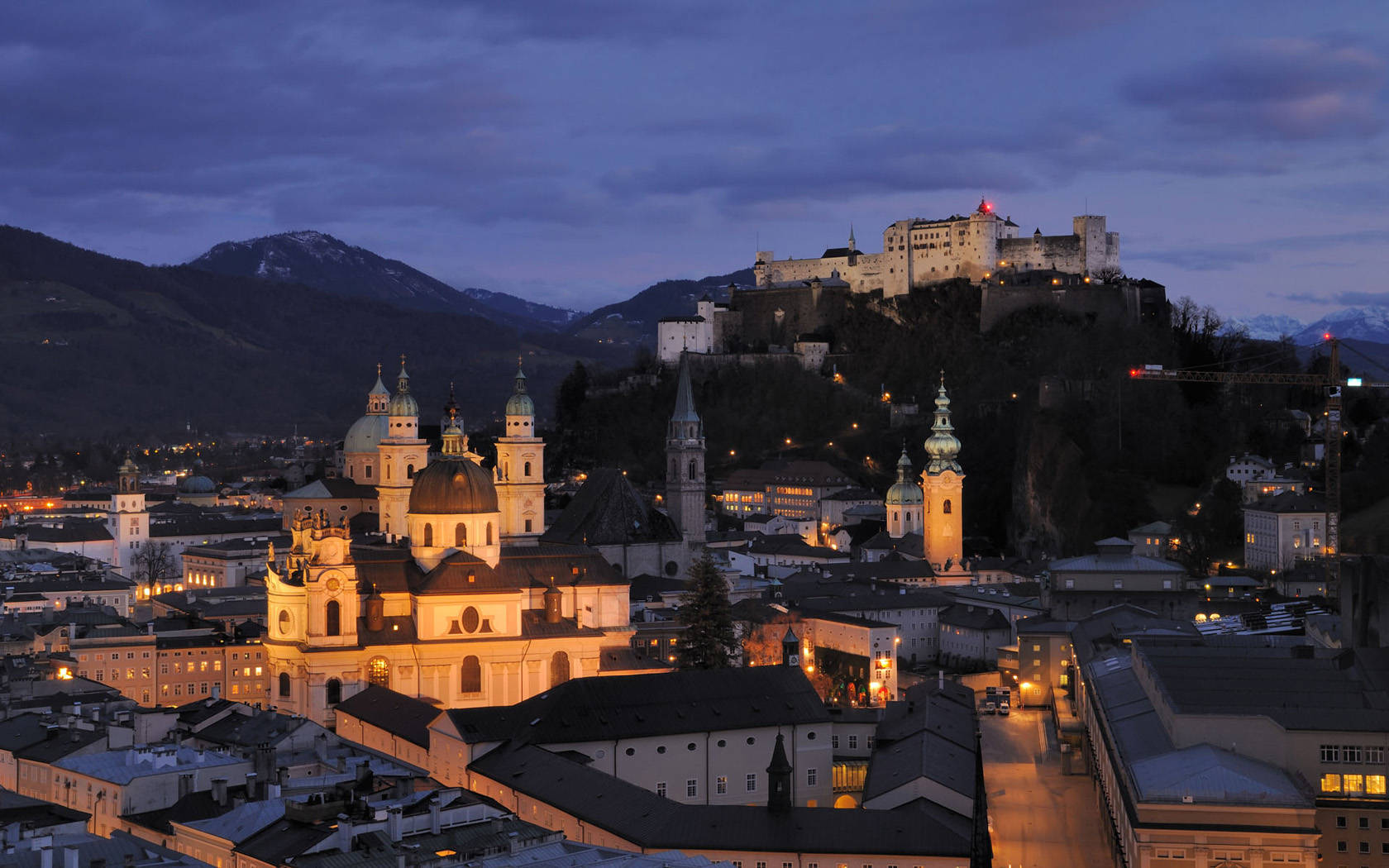 Downtown Cityscape In Salzburg Austria City Wallpaper