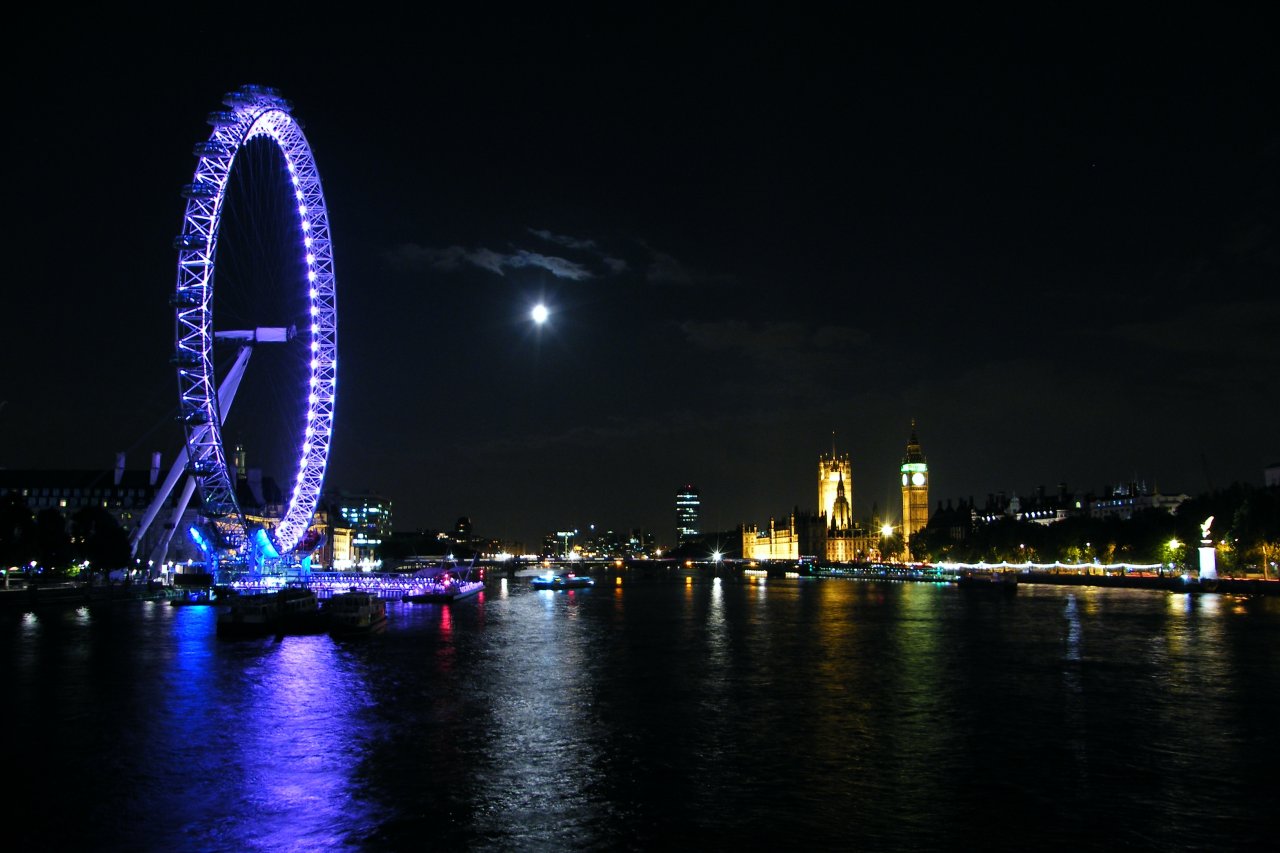Лондонский глаз ночью