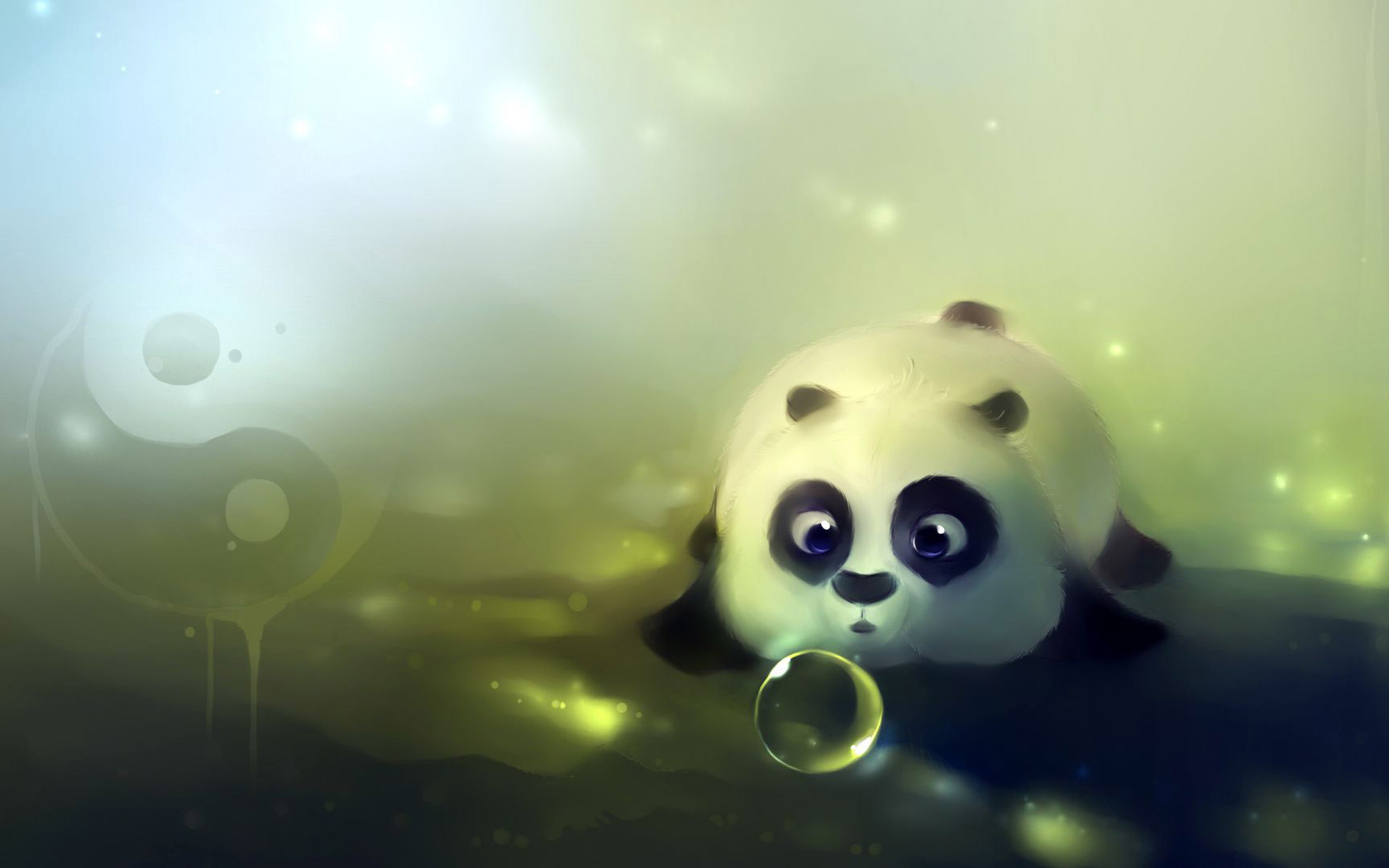 Cute Panda Playing With Bubbles Wallpaper